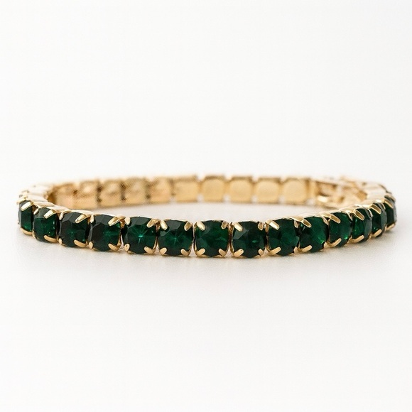 ⚜️ Elegant Bracelet With Deep Green Zirconia 💎🟢 - Picture 1 of 7